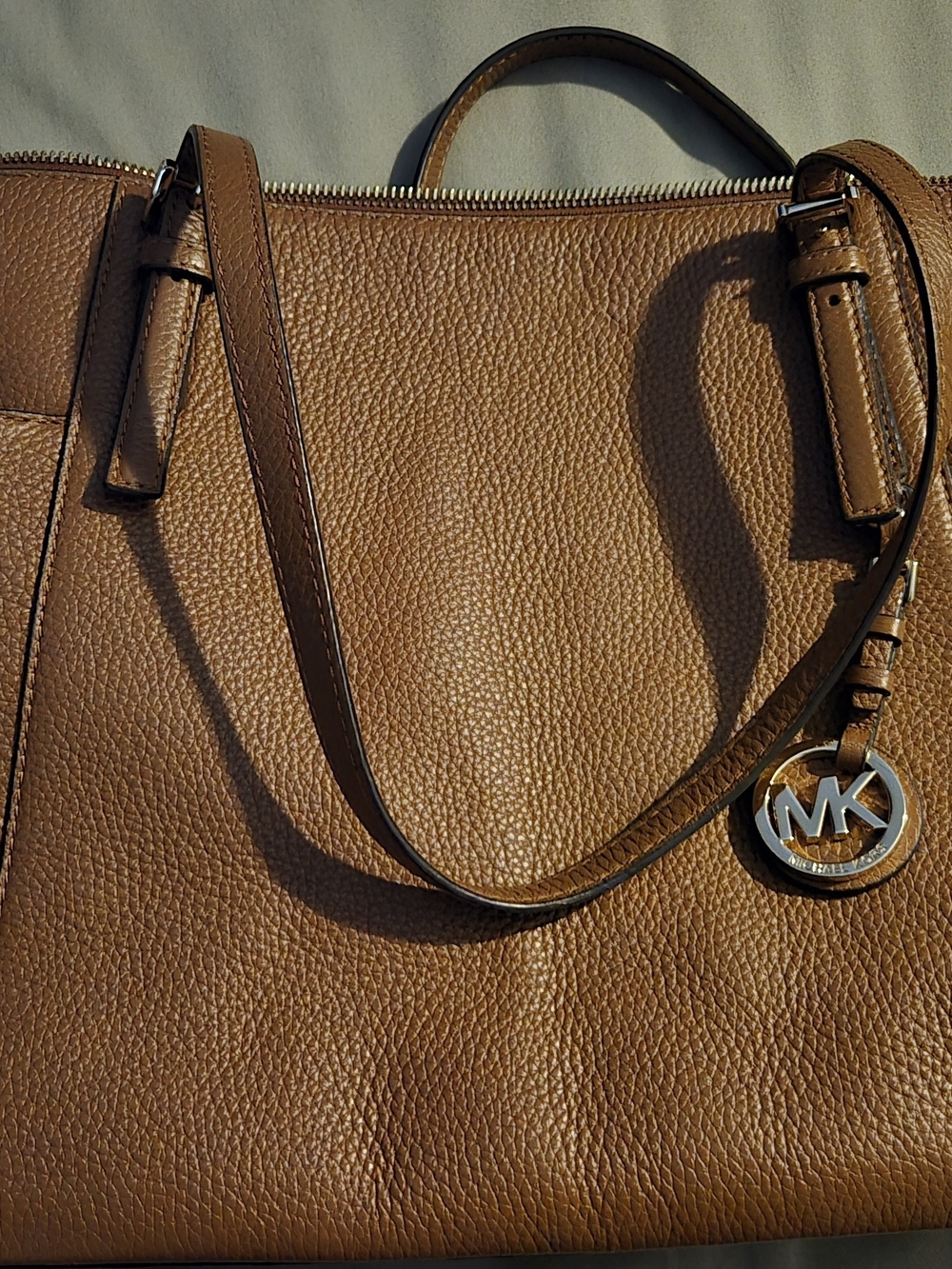 Michael Kors Tan Leather Jet Set Luggage Tote